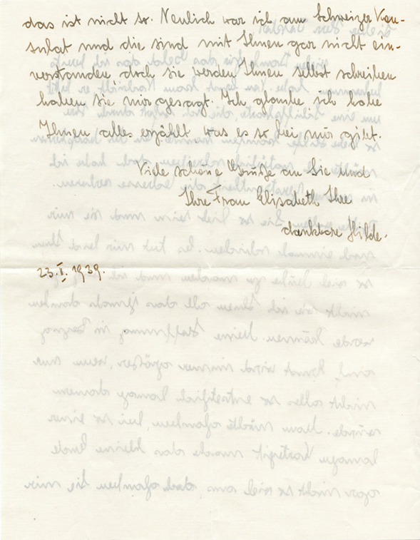 Lettre de Hilde Paar à Henri Flournoy