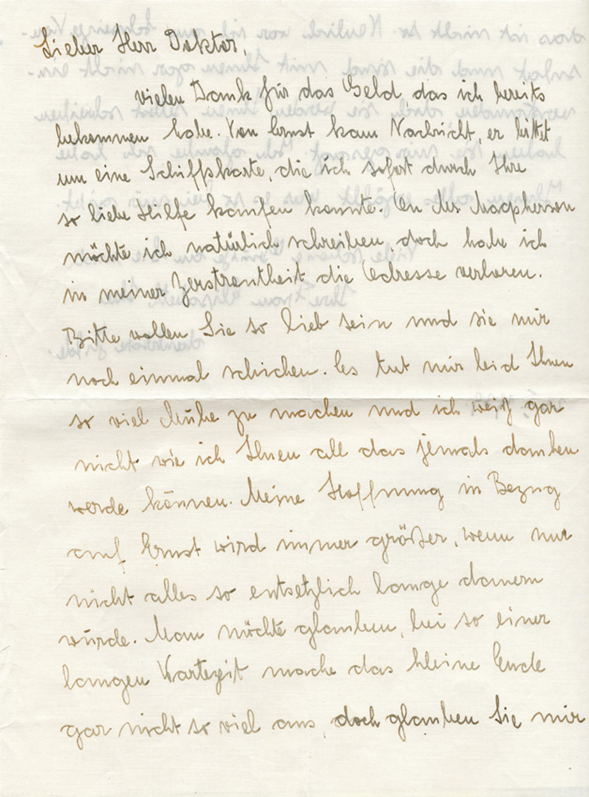 Lettre de Hilde Paar à Henri Flournoy