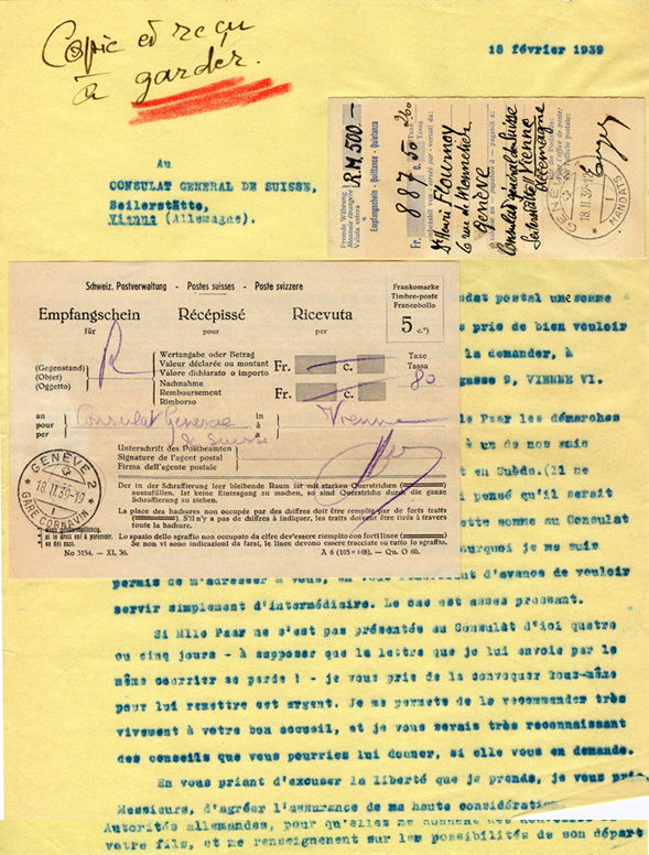 Copie carbone de la lettre d’Henri Flournoy au Consulat général de suisse à Vienne
