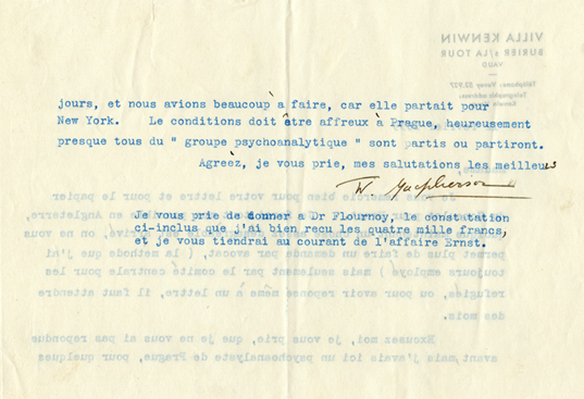 Lettre de Winnifred Macpherson à Elizabeth Flournoy,  avec reçu