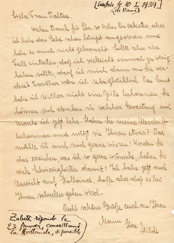 Lettre de Hilde Paar à Henri Flournoy