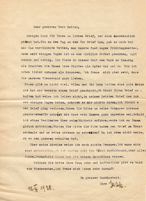 Lettre de Hilde Paar à Henri Flournoy