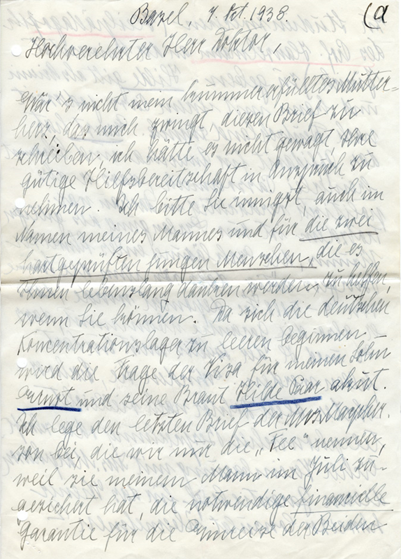 Lettre de Wilma Federn à Henri Flournoy