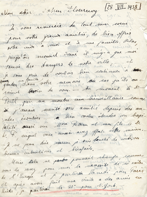 Lettre de Paul Federn à Henri Flournoy