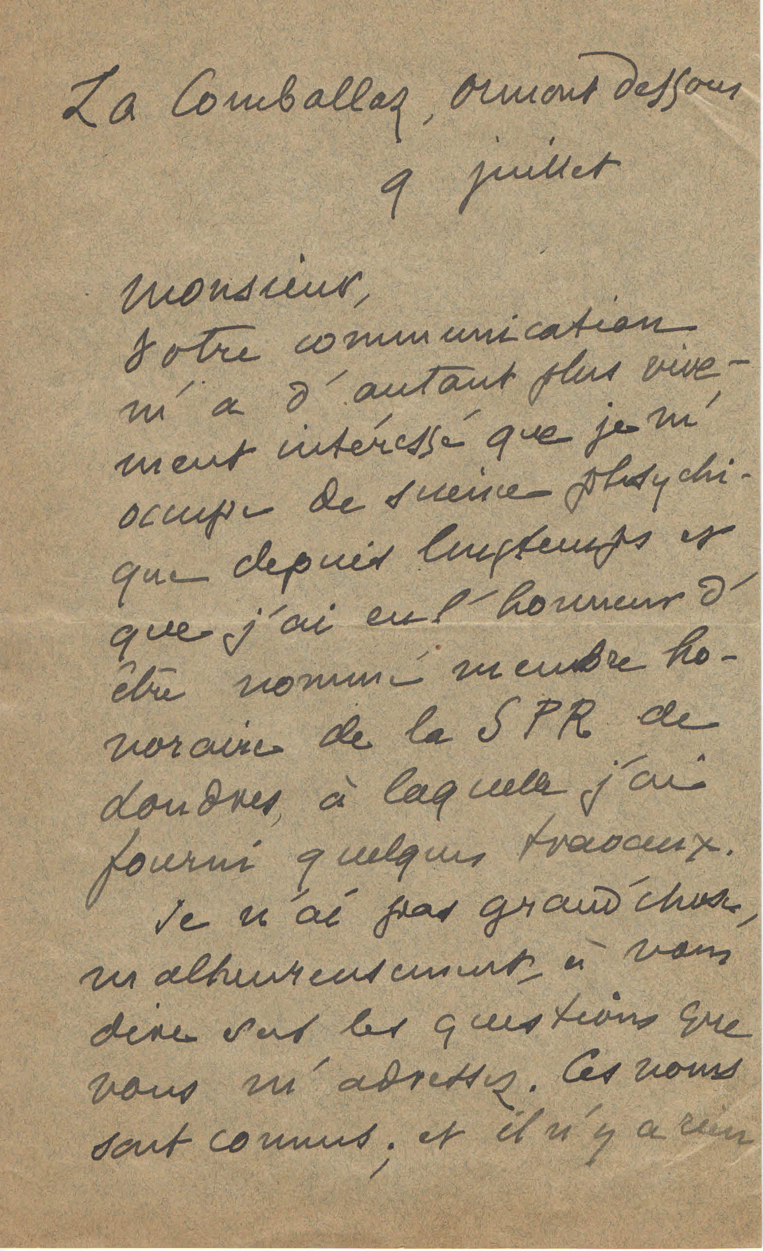 Lettre de M. Auguste Glardon