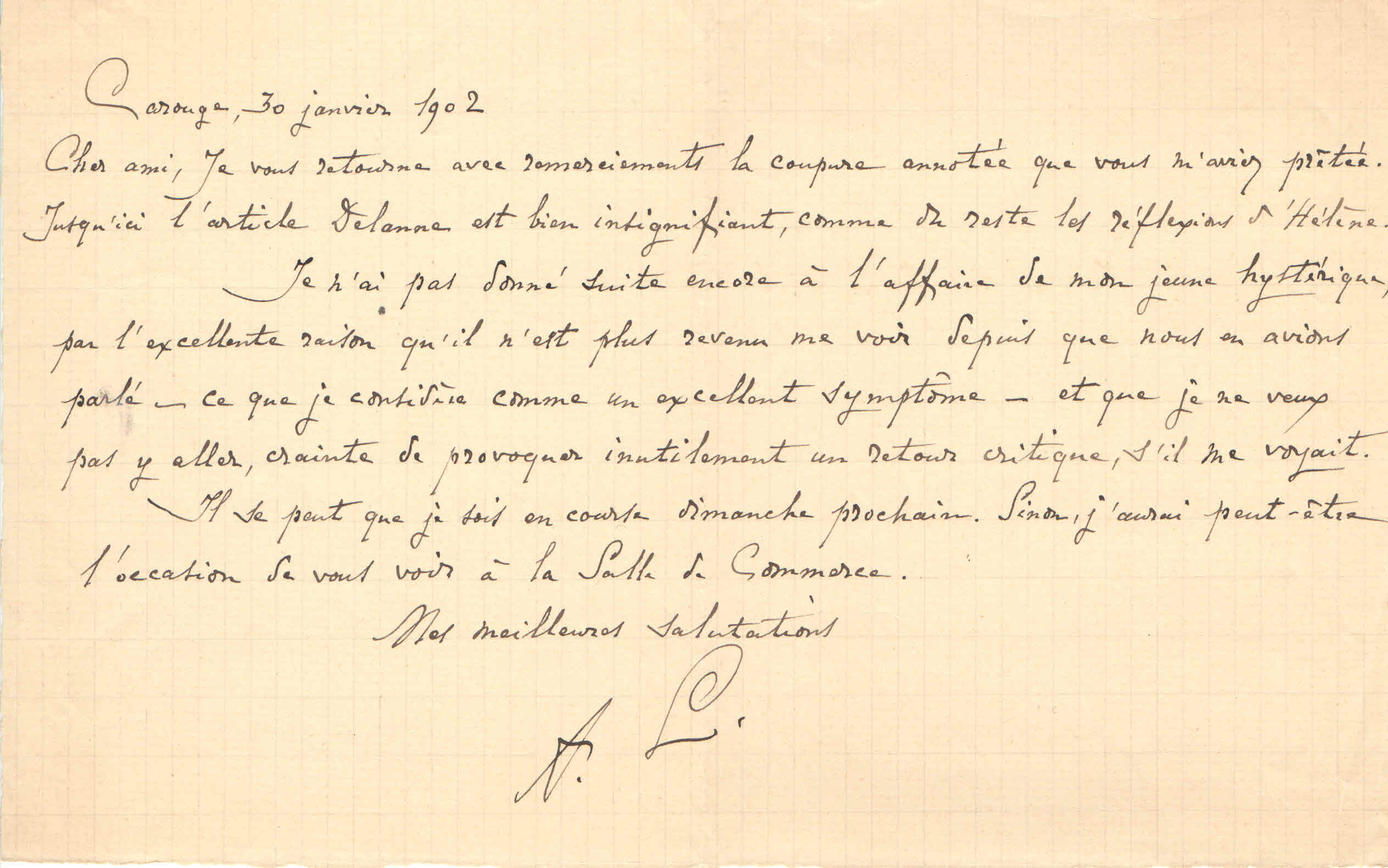 Lettre de Monsieur Lemaitre