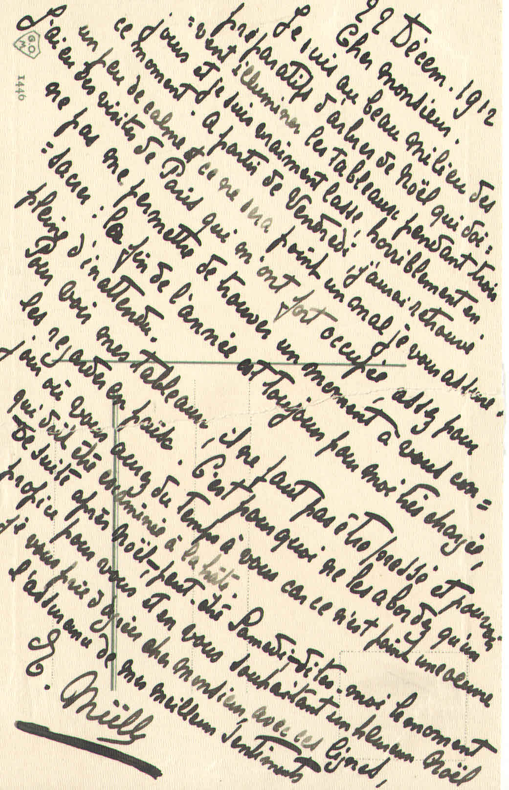 Elise à Théodore, le 22 décembre 19012