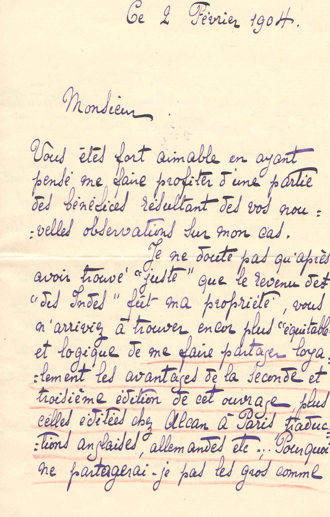 Elise à Théodore, le 2 février 1904