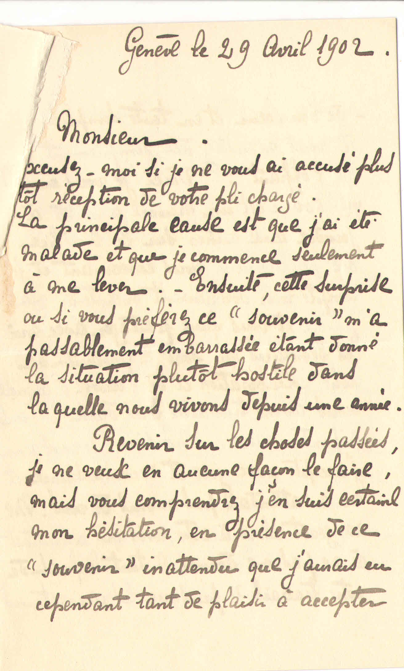 Elise à Théodore, le 29 avril 1902