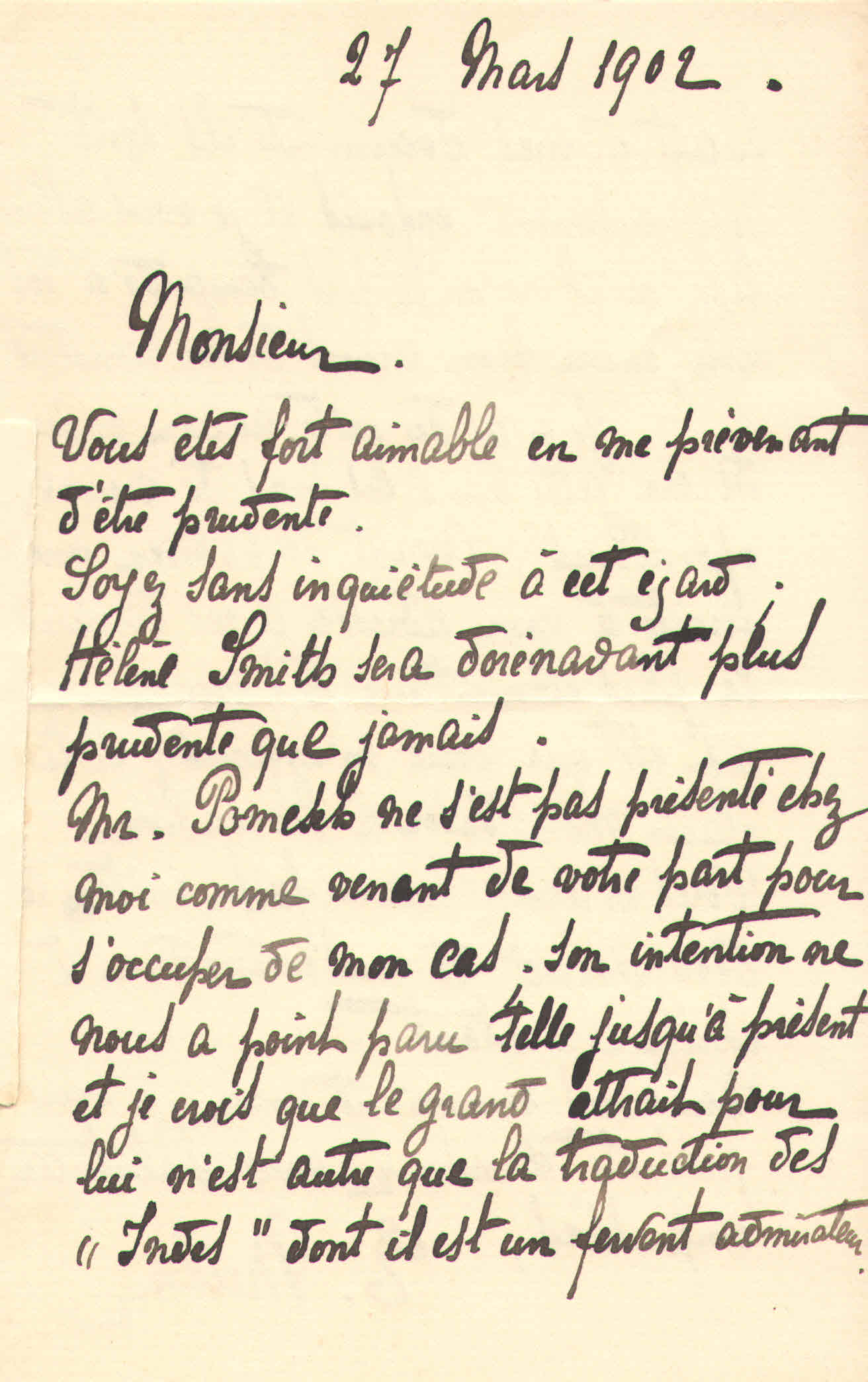 Elise à Théodore, le 27 mars 1902