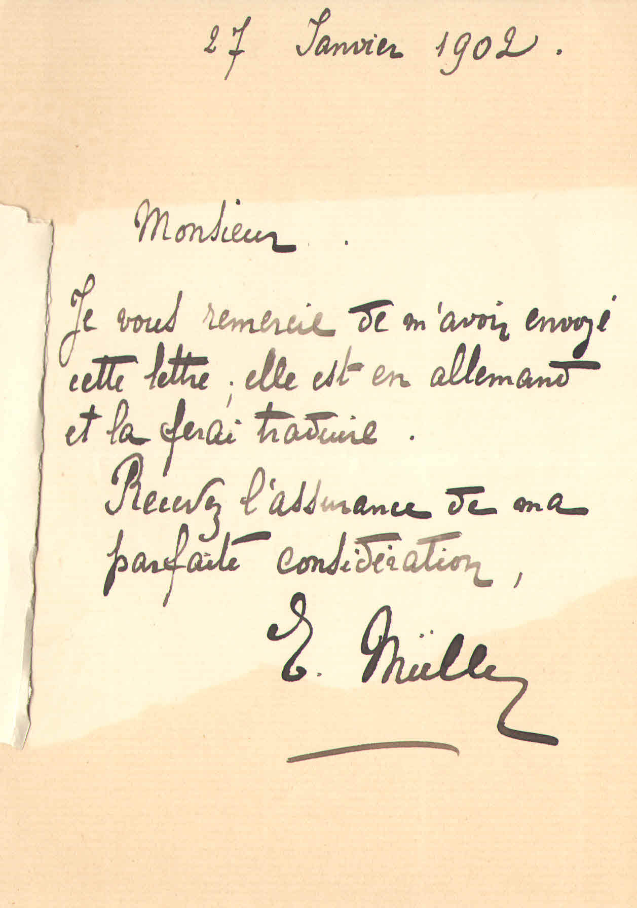 Elise à Théodore, le 27 janvier 1902