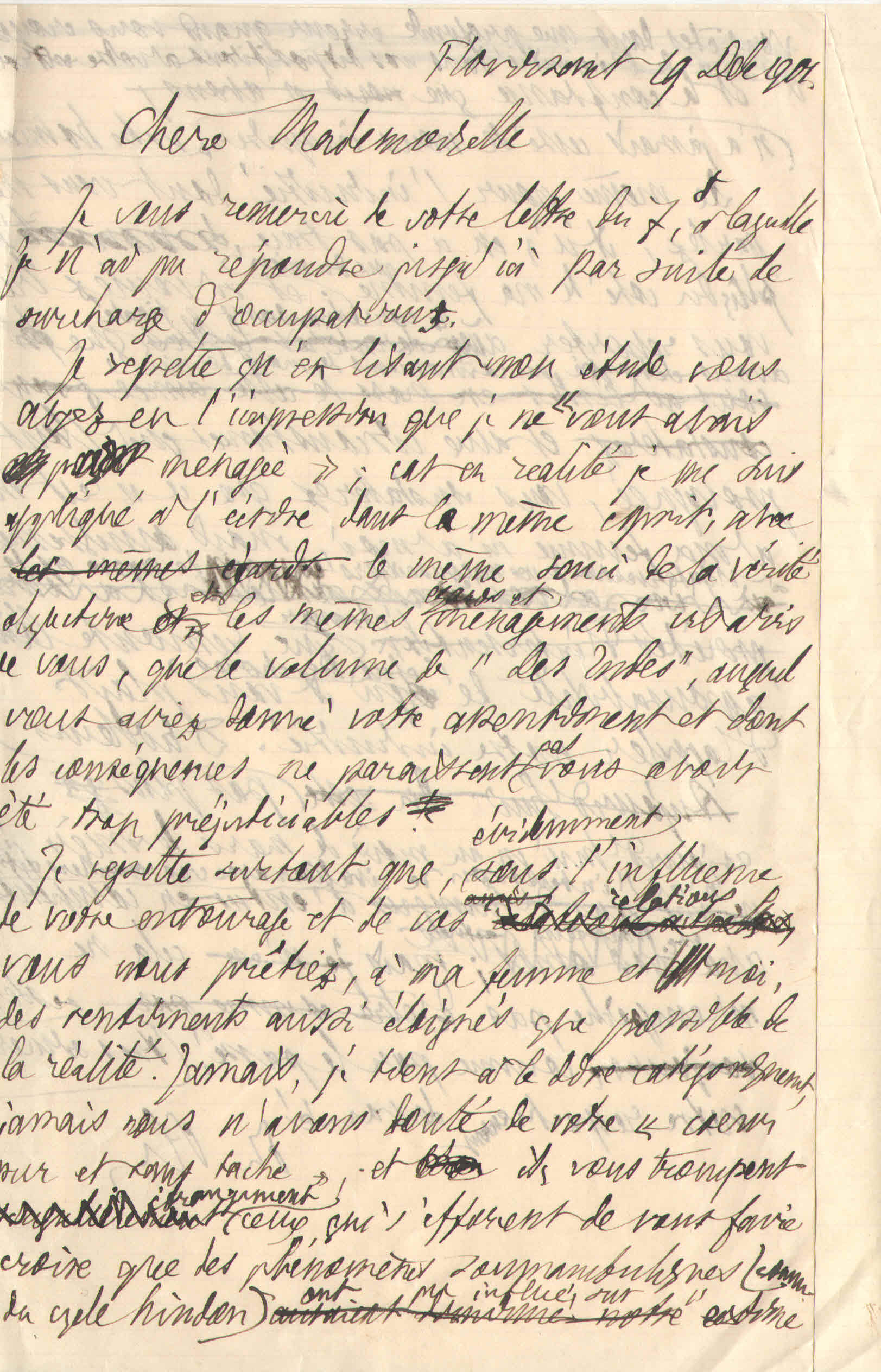 Théodore à Elise, le 19 décembre 1901