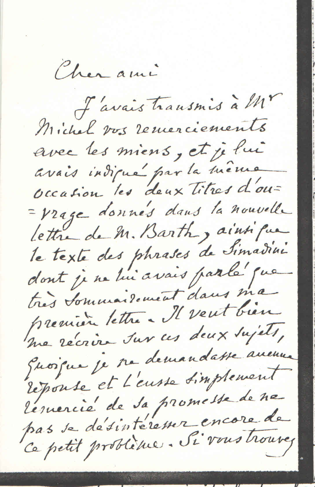 F. de Saussure à Théodore Flournoy
